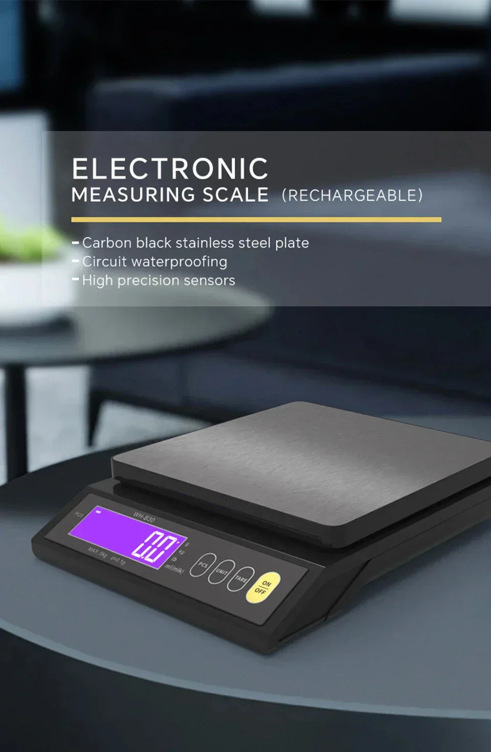 Emeja | 5 kg/0.1 g en 10 kg/1 g digitale elektronische keukenweegschaal, LCD-scherm, volledig waterdicht roestvrijstalen gereedschap voor bakken