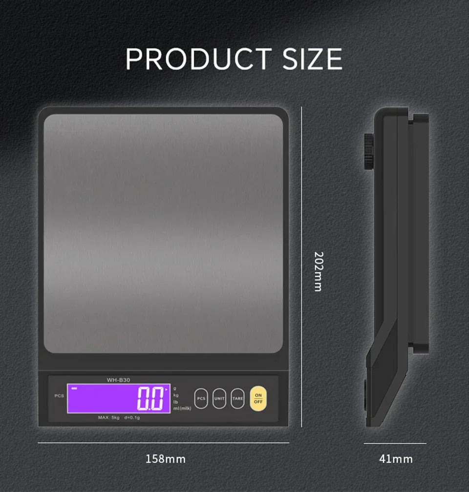 Emeja | 5 kg/0.1 g en 10 kg/1 g digitale elektronische keukenweegschaal, LCD-scherm, volledig waterdicht roestvrijstalen gereedschap voor bakken