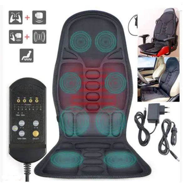 Emeja | 8-Mode Massage Stoel Pad Met Verhitte Rug- en Nekkussen