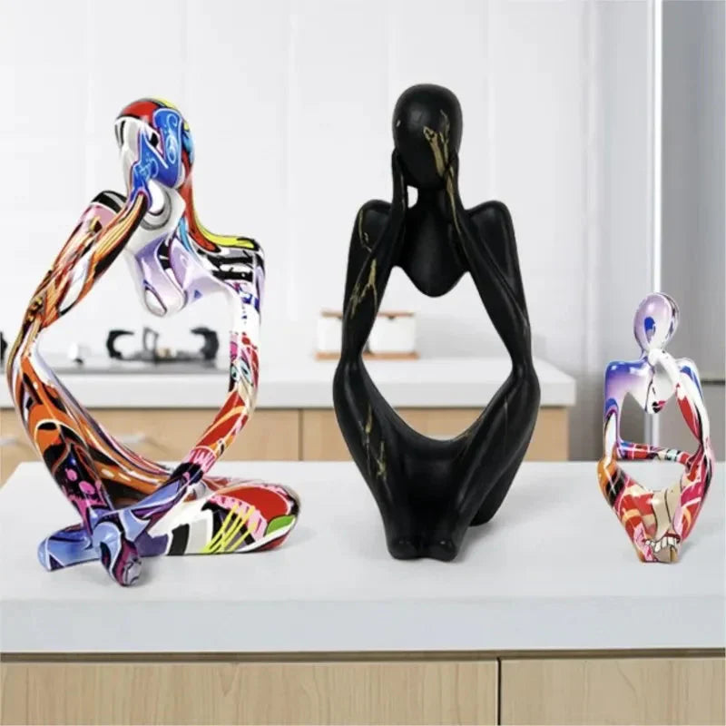 Emeja | Abstracte Denker Beeld | Handgemaakte Hars Tafeldecoratie