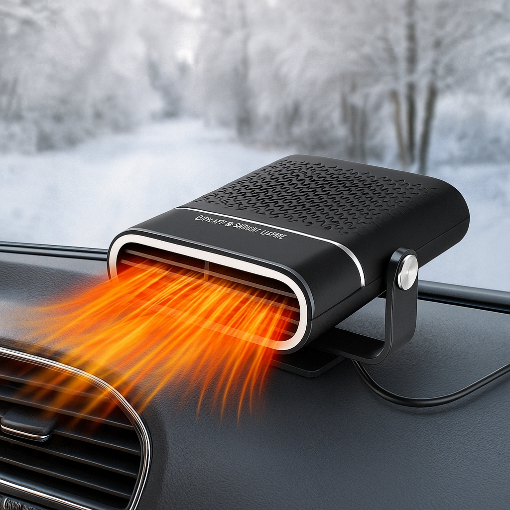 Emeja | Autoverwarming & Voorruitontdooier | 12V USB Draagbaar | Zwart