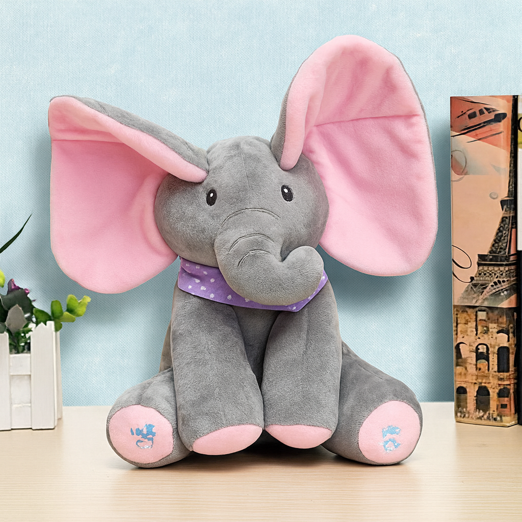 Emeja | Baby Olifant Pluche Speelgoed Interactieve Piek- en Verstoporen