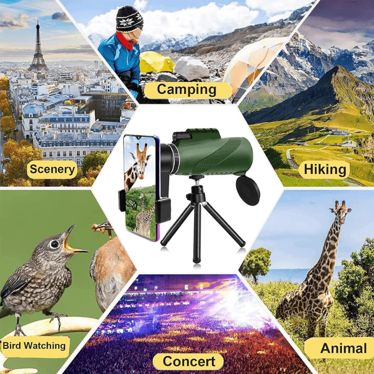 Emeja | Compact Ultra-Zoom Monoculaire | HD Lens, Lichtgewicht & Perfect voor Wandelen, Vogelspotten en Sportevenementen