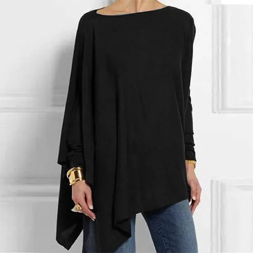 Emeja | Dames Asymmetrische Lange Mouwen Tuniek Top