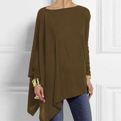 Emeja | Dames Asymmetrische Lange Mouwen Tuniek Top