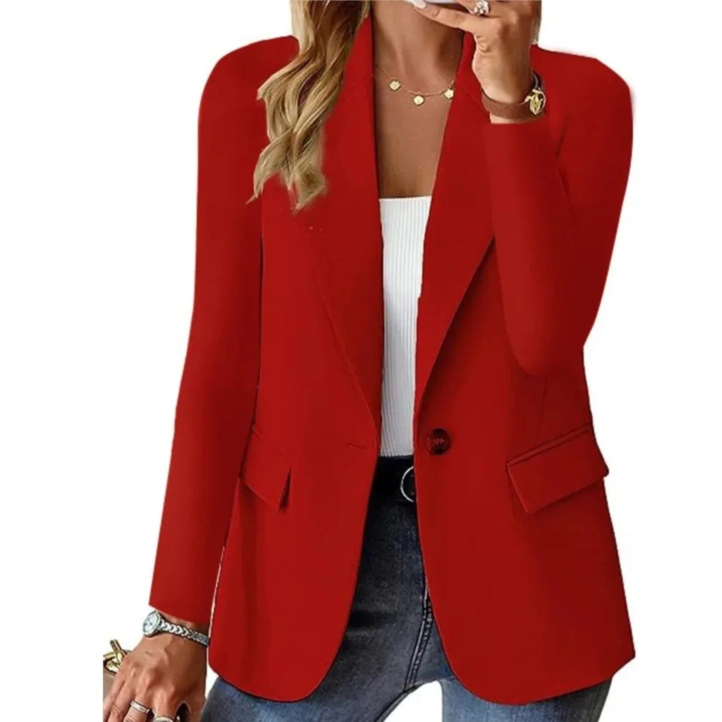 Emeja | Dames Blazer met Één Knop en Pocketdetail