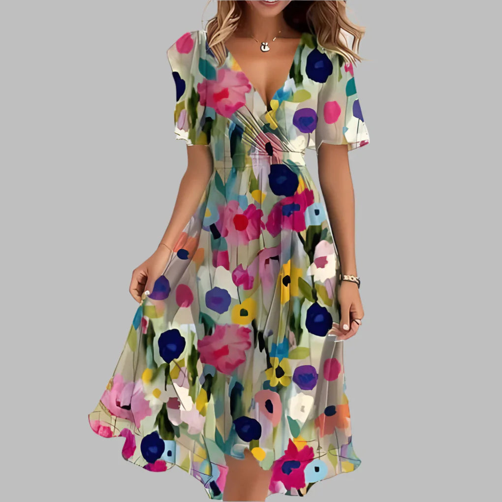 Emeja | Dames Bloemen Wrap Midi Jurk