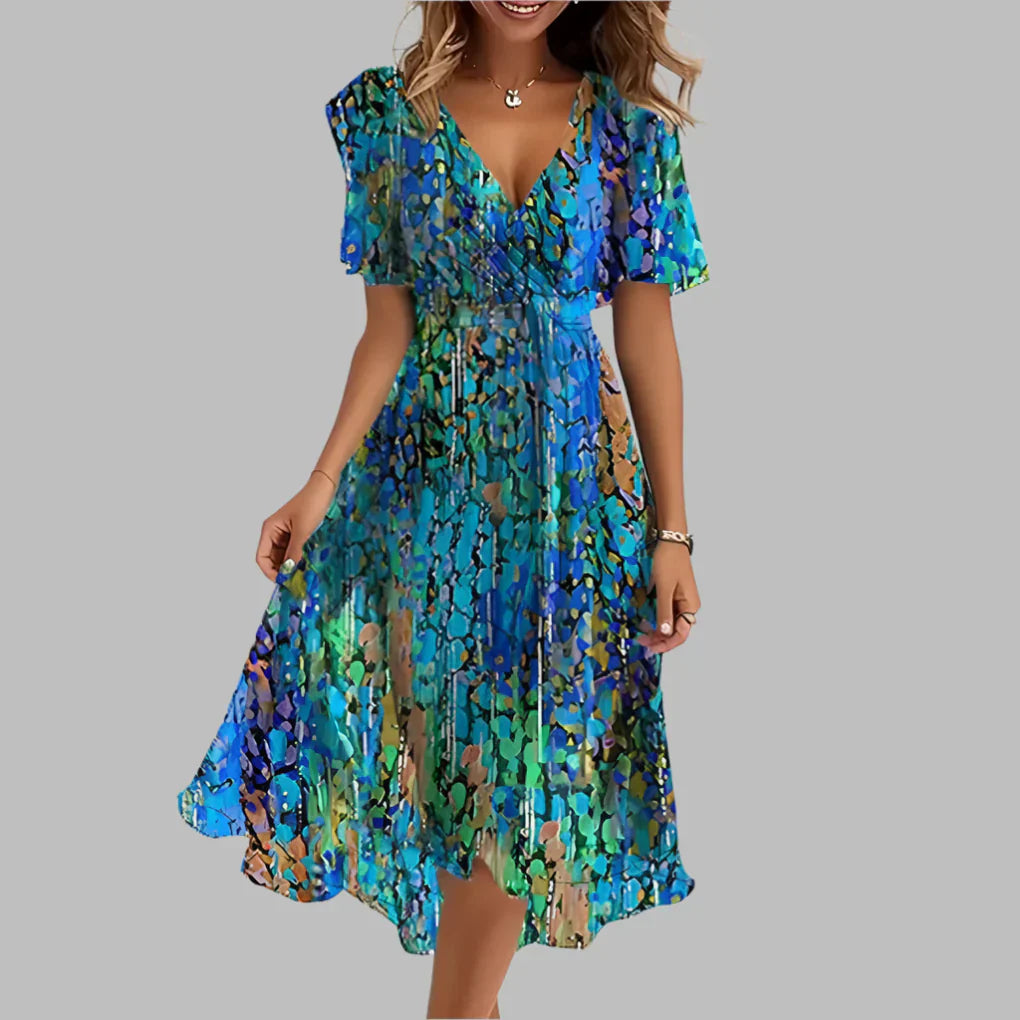 Emeja | Dames Bloemen Wrap Midi Jurk