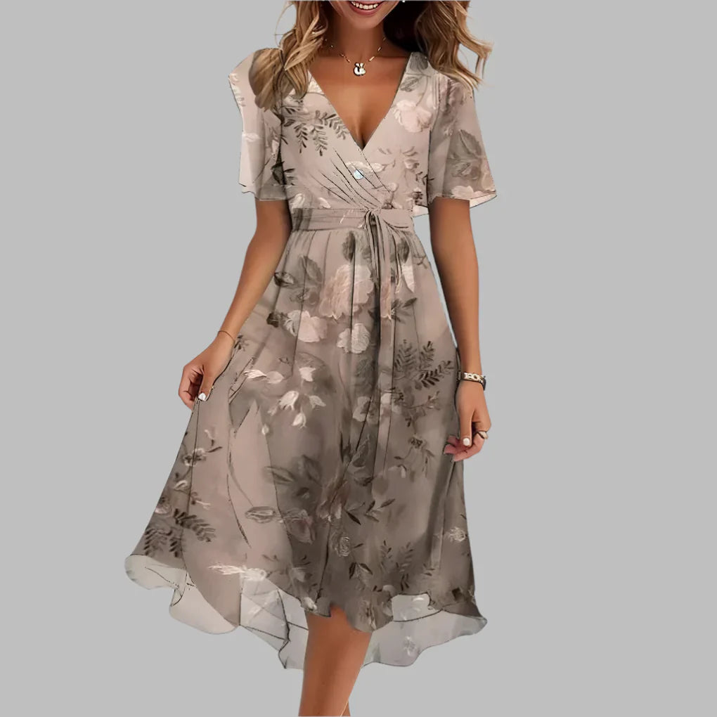 Emeja | Dames Bloemen Wrap Midi Jurk