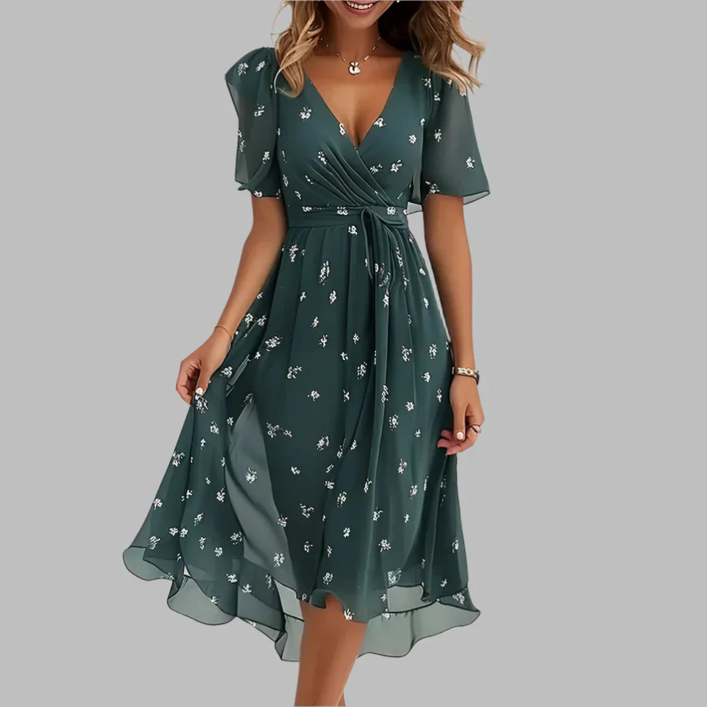 Emeja | Dames Bloemen Wrap Midi Jurk