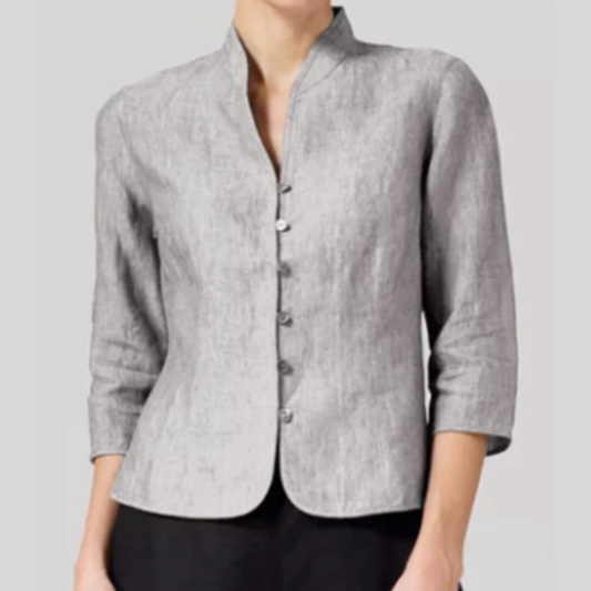 Emeja | Dames Blouse met Staande Kraag en Knopen