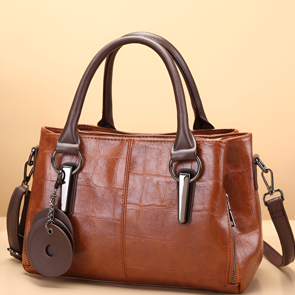 Emeja | Dames Boston Handtas Krokodillenembossed Handvat Handtas