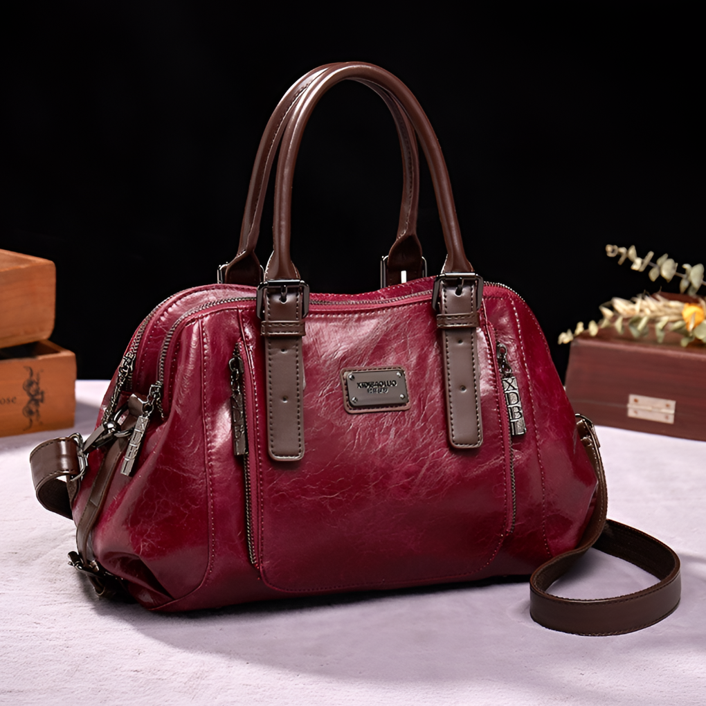Emeja | Dames Boston Handtas Krokodillenembossed Handvat Handtas