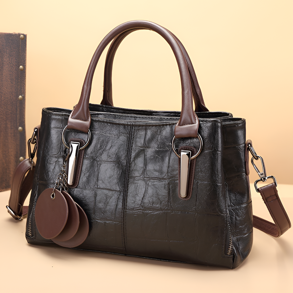 Emeja | Dames Boston Handtas met Krokodillen-Embossed Detail