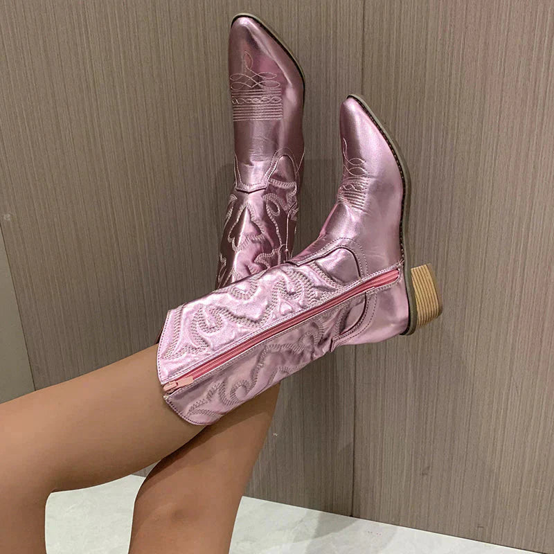 Emeja | Dames Cowboylaarzen met Metallic Afwerking