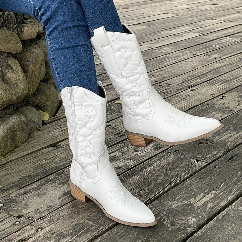 Emeja | Dames Cowboylaarzen met Metallic Afwerking