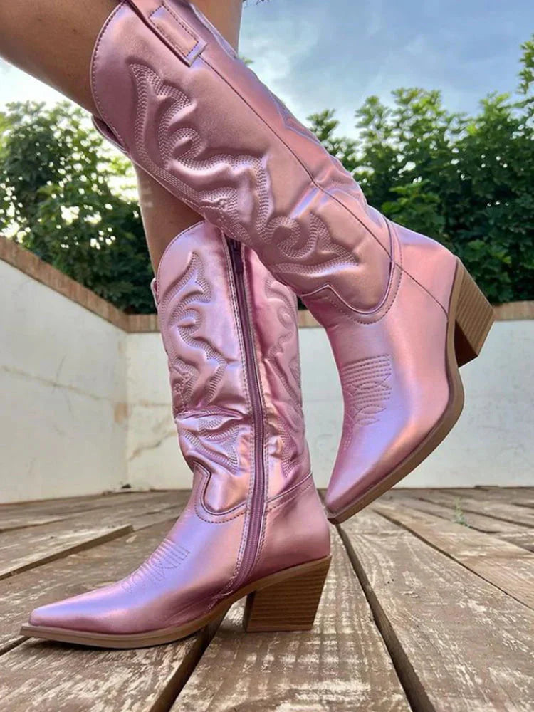 Emeja | Dames Cowboylaarzen met Metallic Afwerking