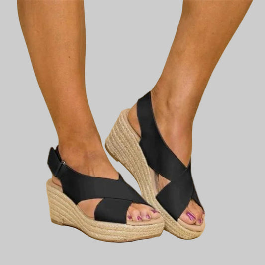 Emeja | Dames Crisscross Wedge Espadrille Sandalen