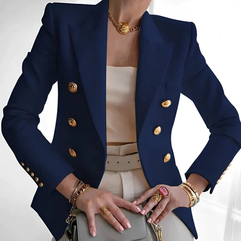 Emeja | Dames Dubbelgeknoopte Blazer met Gouden Knopen