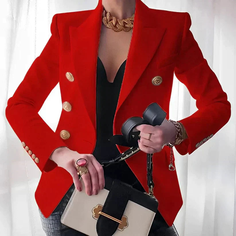 Emeja | Dames Dubbelgeknoopte Blazer met Gouden Knopen