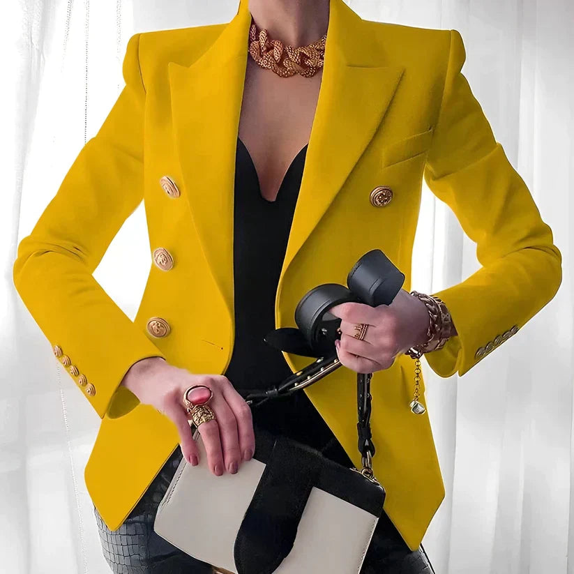 Emeja | Dames Dubbelgeknoopte Blazer met Gouden Knopen