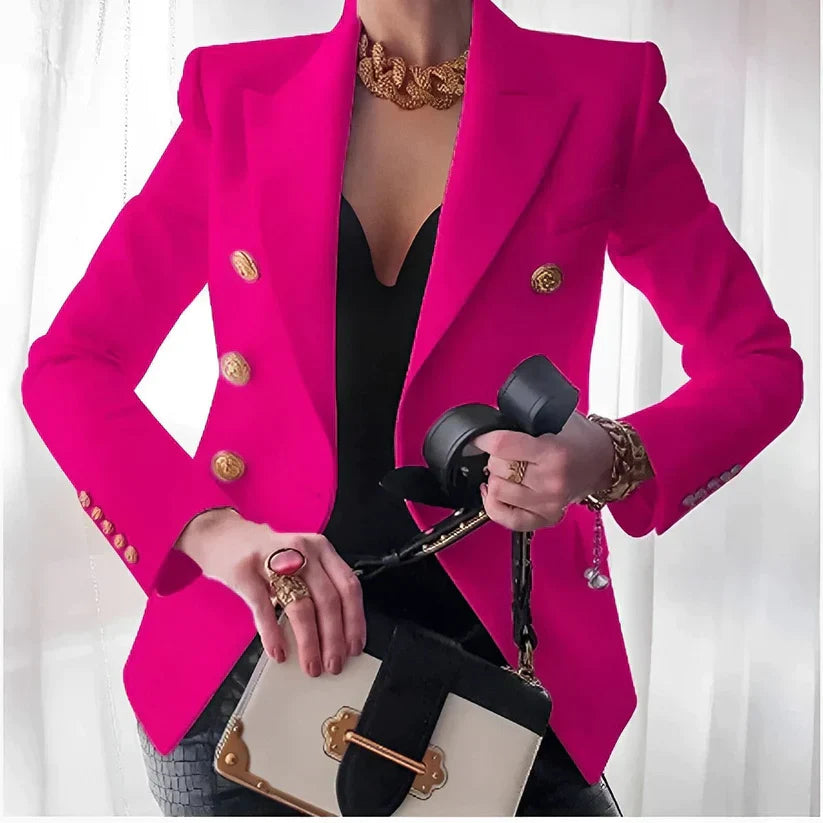 Emeja | Dames Dubbelgeknoopte Blazer met Gouden Knopen