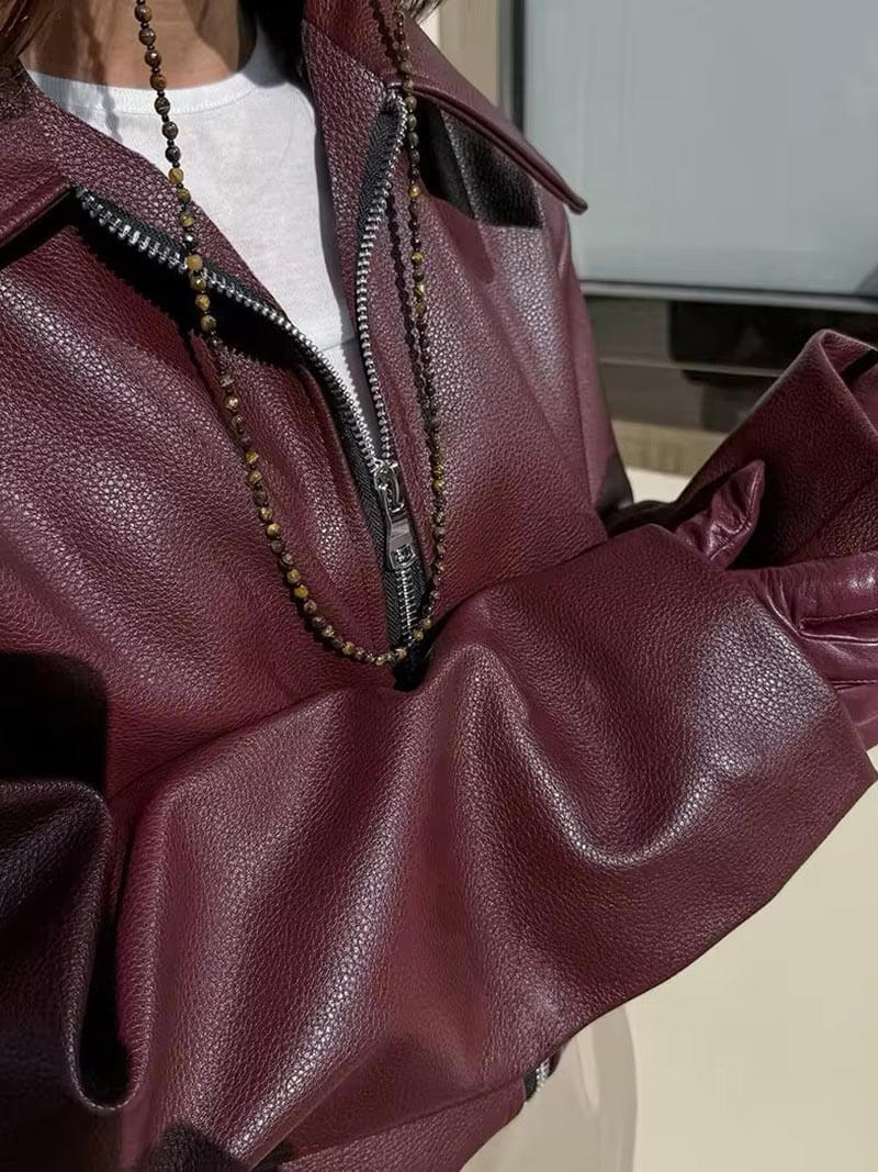 Emeja | Dames Faux Leren Jas met Ritsdetail