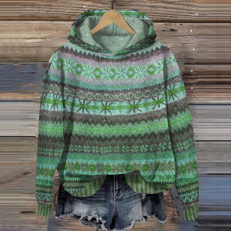 Emeja | Dames Gebreide Hoodie met Noors Patroon