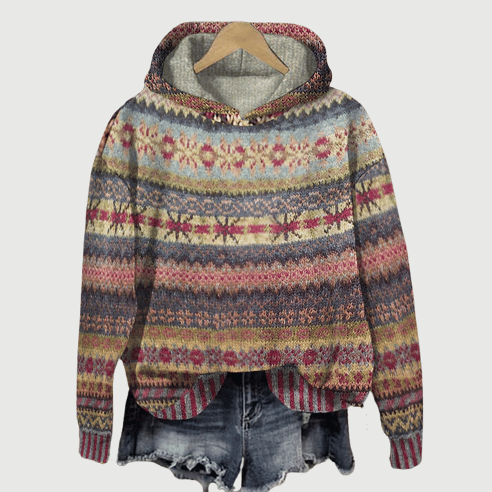 Emeja | Dames Gebreide Hoodie met Noors Patroon