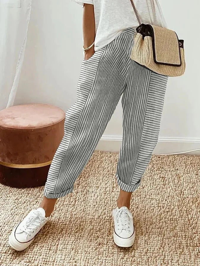 Emeja | Dames Gestreepte Cropped Broek