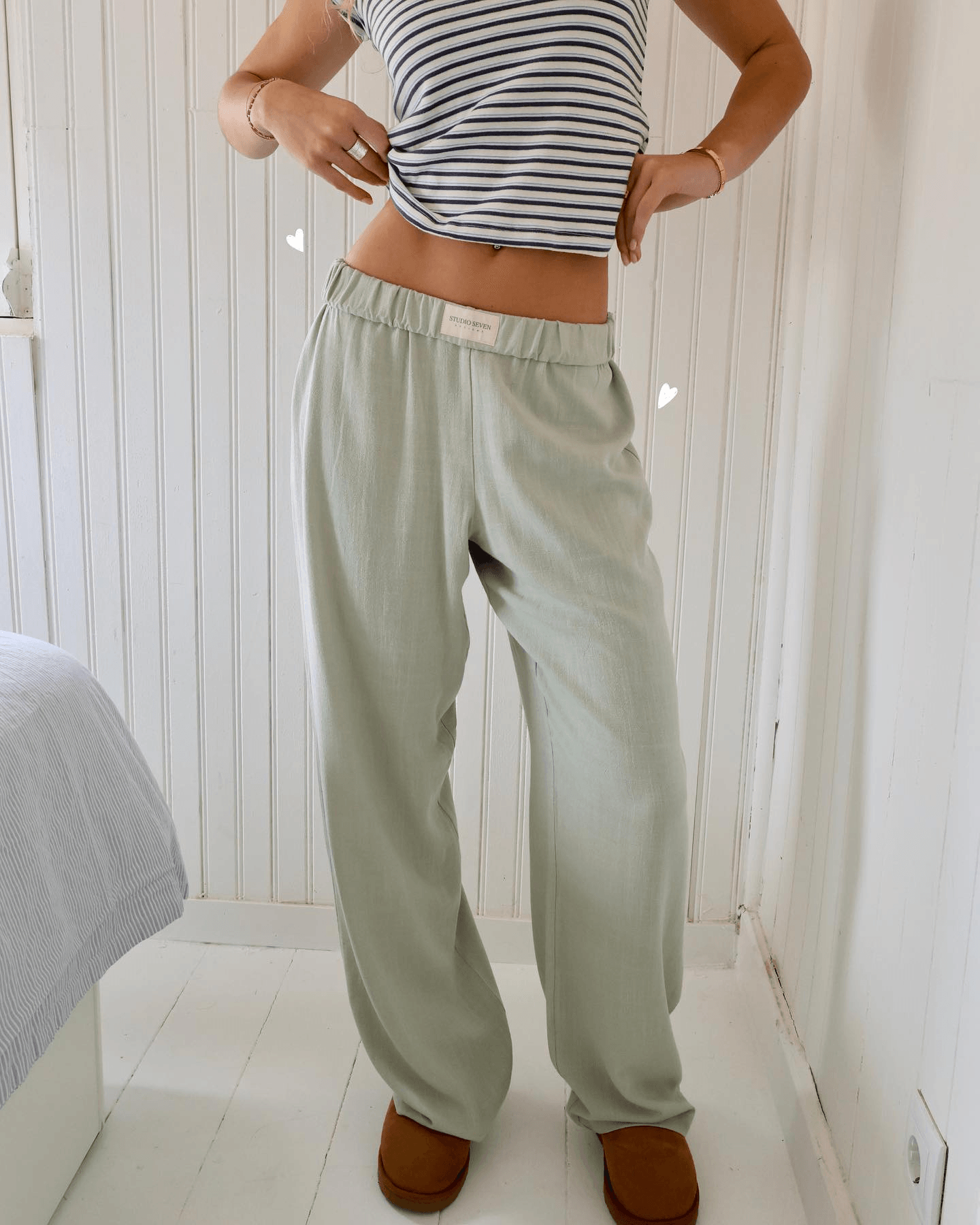 Emeja | Dames Gestreepte Loungebroek met Elastische Tailleband