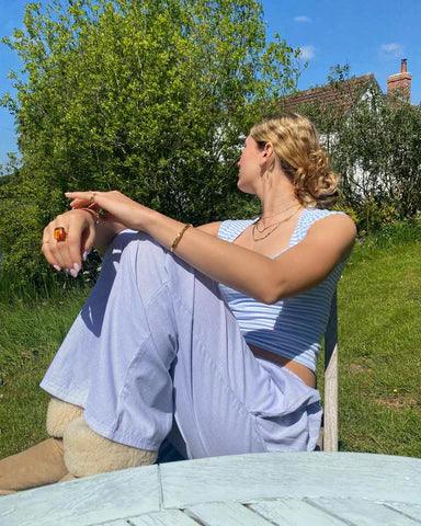 Emeja | Dames Gestreepte Loungebroek met Elastische Tailleband