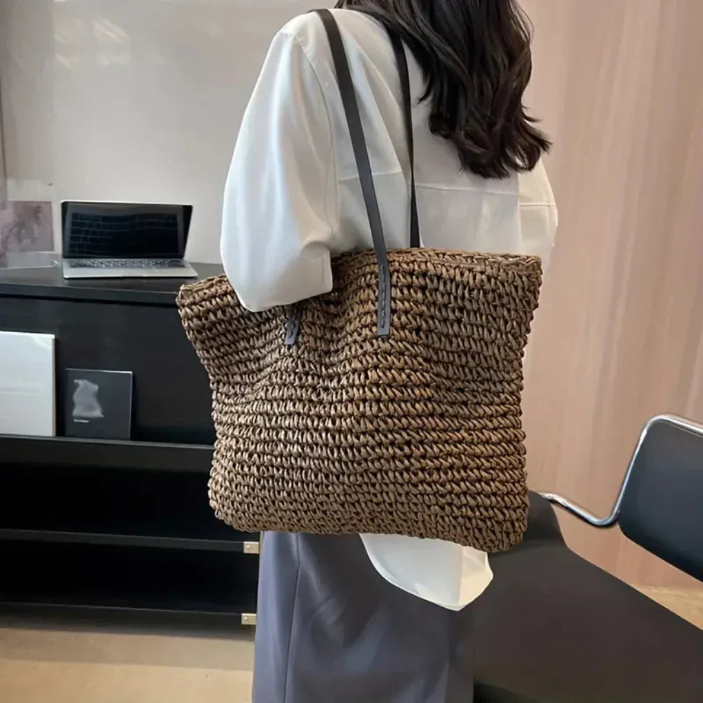 Emeja | Dames Geweven Tote Bag - Oversized Draagtas