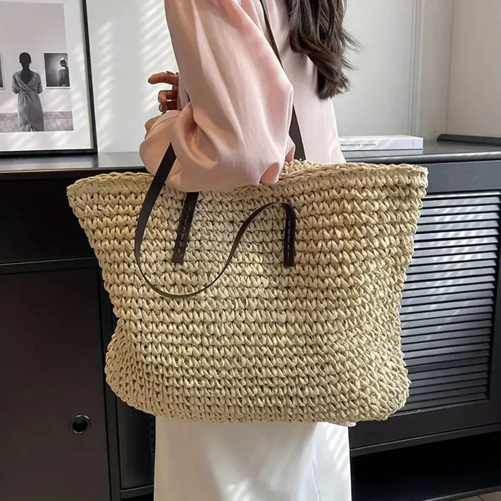 Emeja | Dames Geweven Tote Bag - Oversized Draagtas