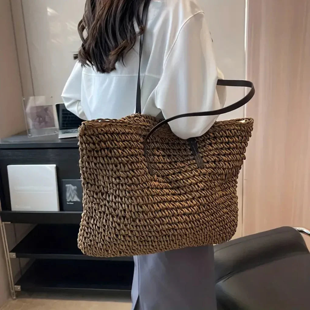 Emeja | Dames Geweven Tote Bag - Oversized Draagtas