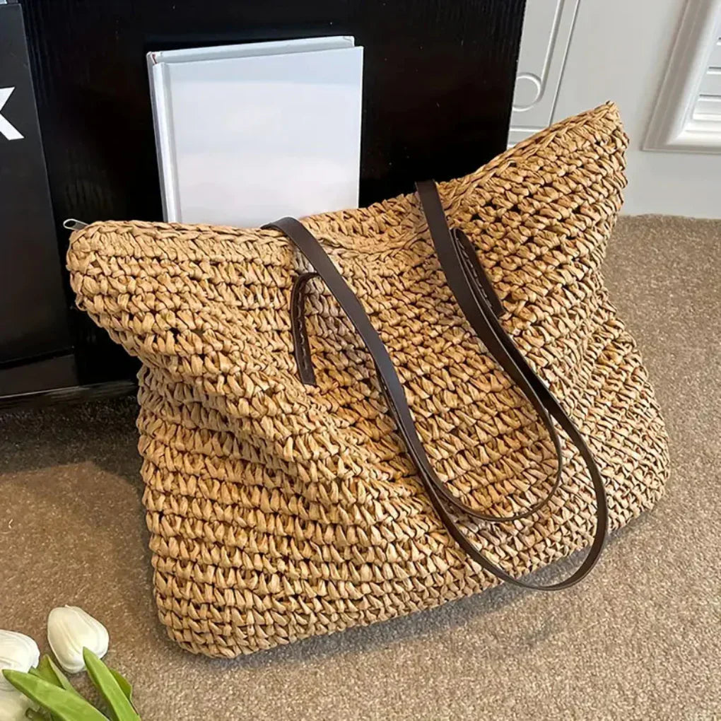 Emeja | Dames Geweven Tote Bag - Oversized Draagtas