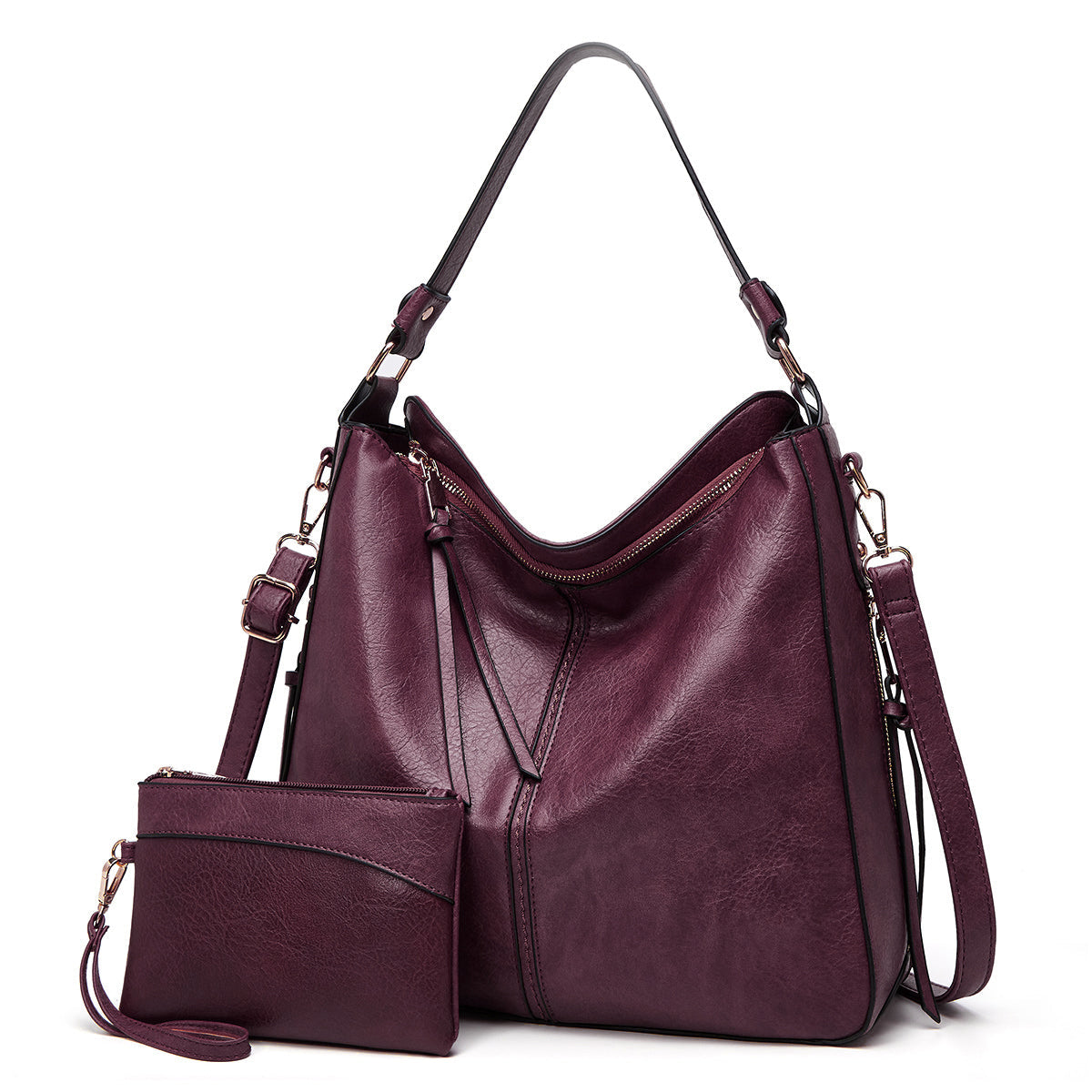 Emeja | Dames Hobo Schoudertas met Gouden Rits Accent