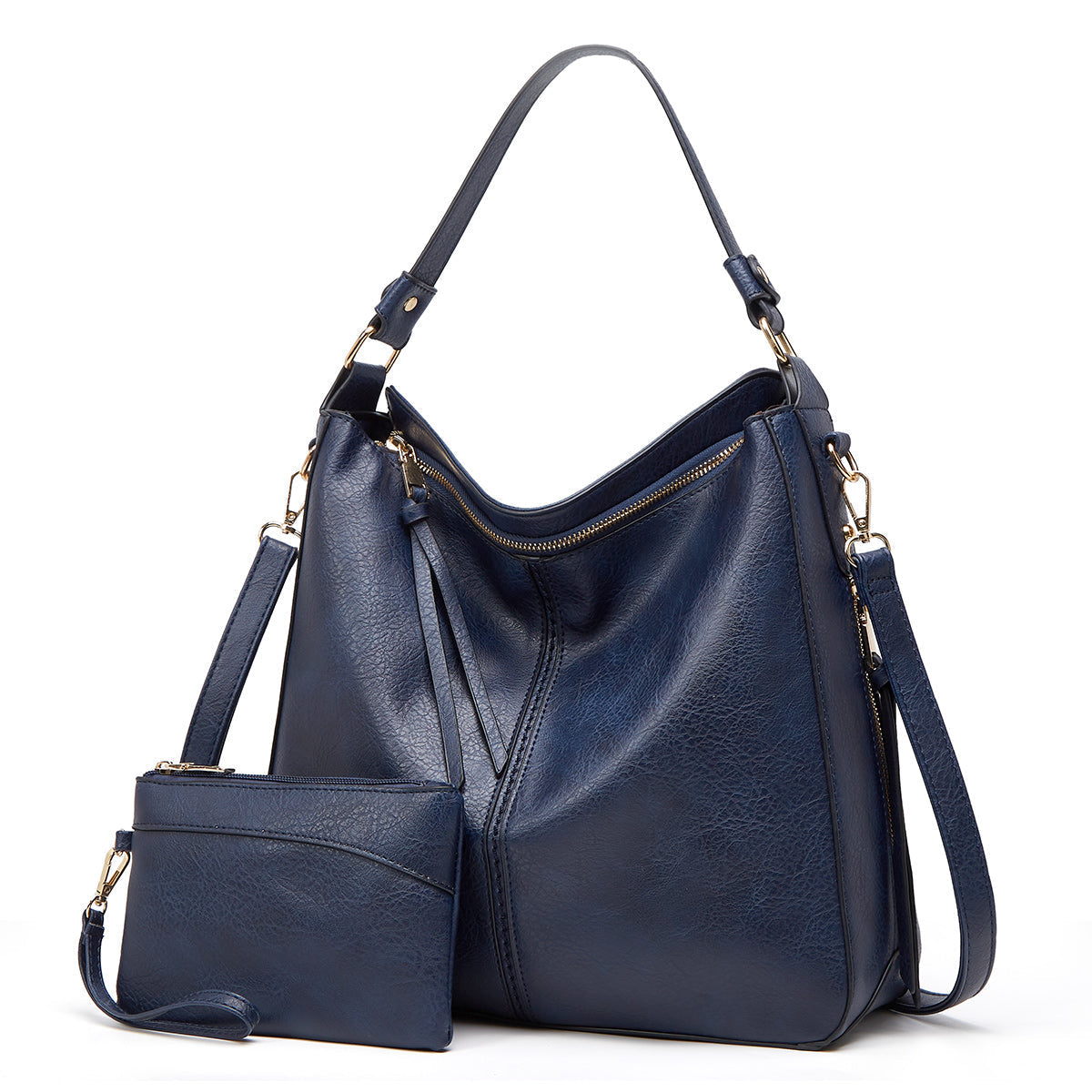 Emeja | Dames Hobo Schoudertas met Gouden Rits Accent