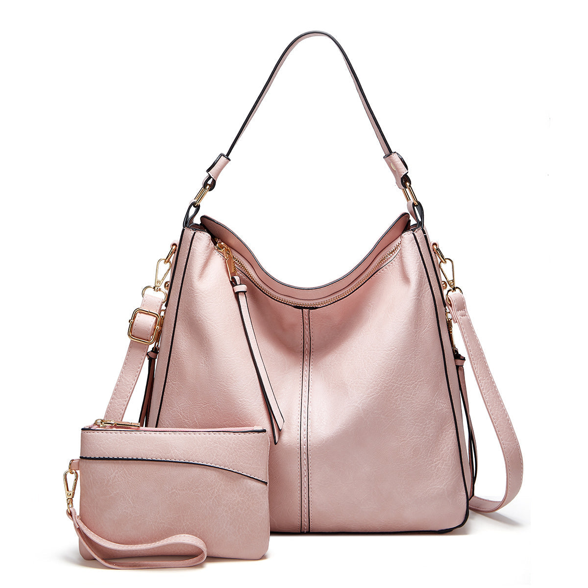 Emeja | Dames Hobo Schoudertas met Gouden Rits Accent