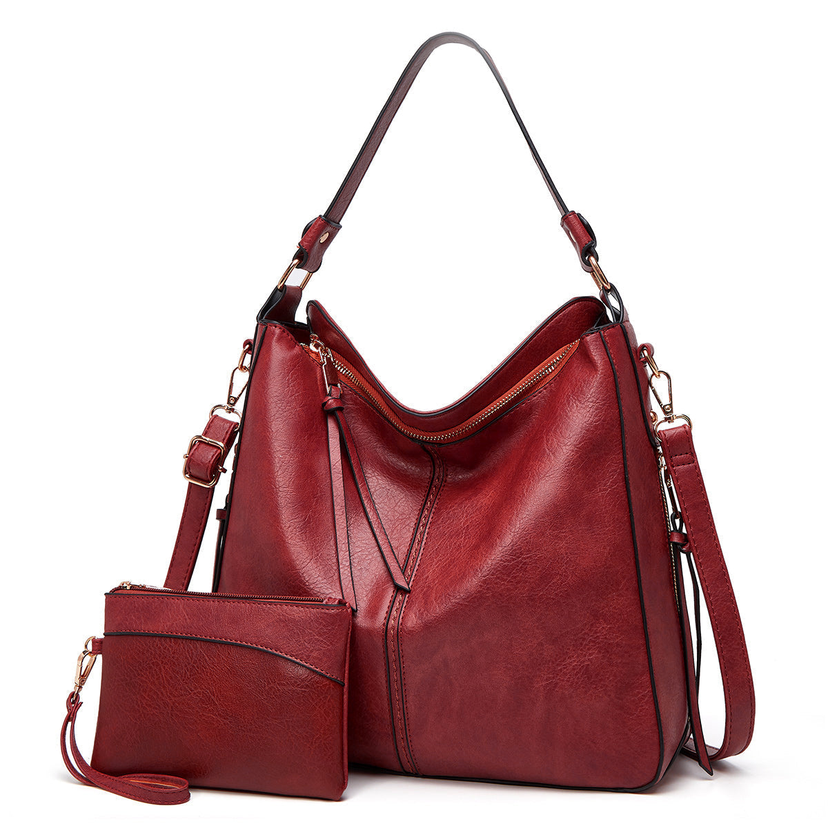 Emeja | Dames Hobo Schoudertas met Gouden Ritsdetails