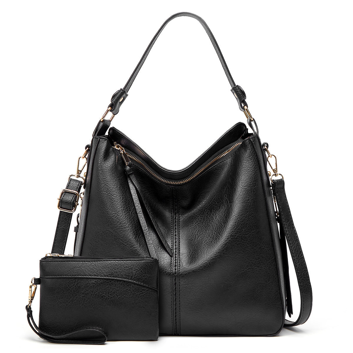 Emeja | Dames Hobo Schoudertas met Gouden Ritsdetails