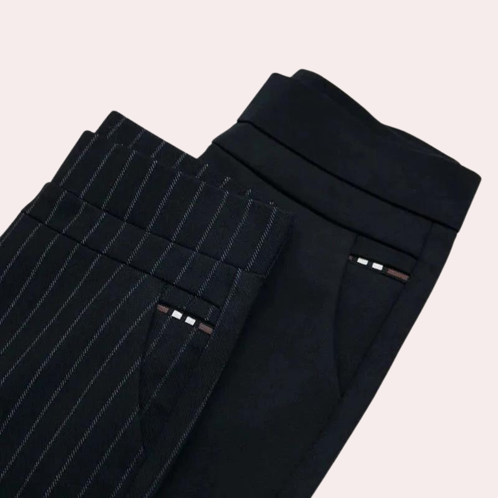 Emeja | Dames Hoge Taille Stretchbroek met Streepdetail