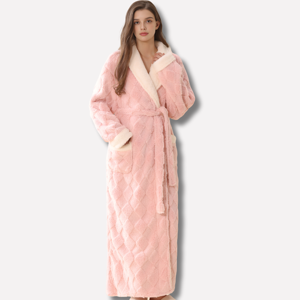 Emeja | Dames Hooded Pluche Badjas Enkel Lengte