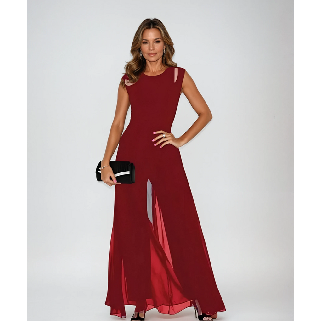 Emeja | Dames Jumpsuit met Brede Pijpen en Overlay