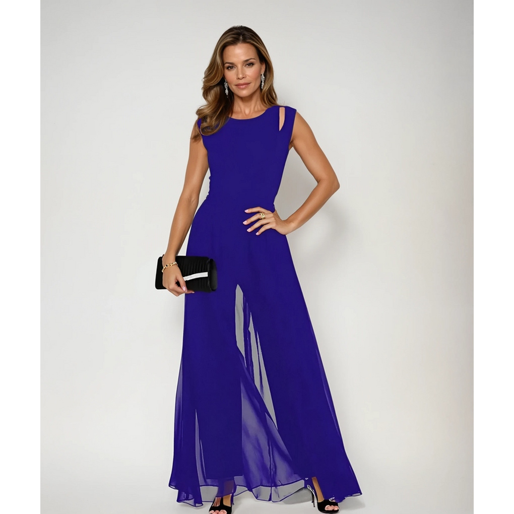 Emeja | Dames Jumpsuit met Brede Pijpen en Overlay
