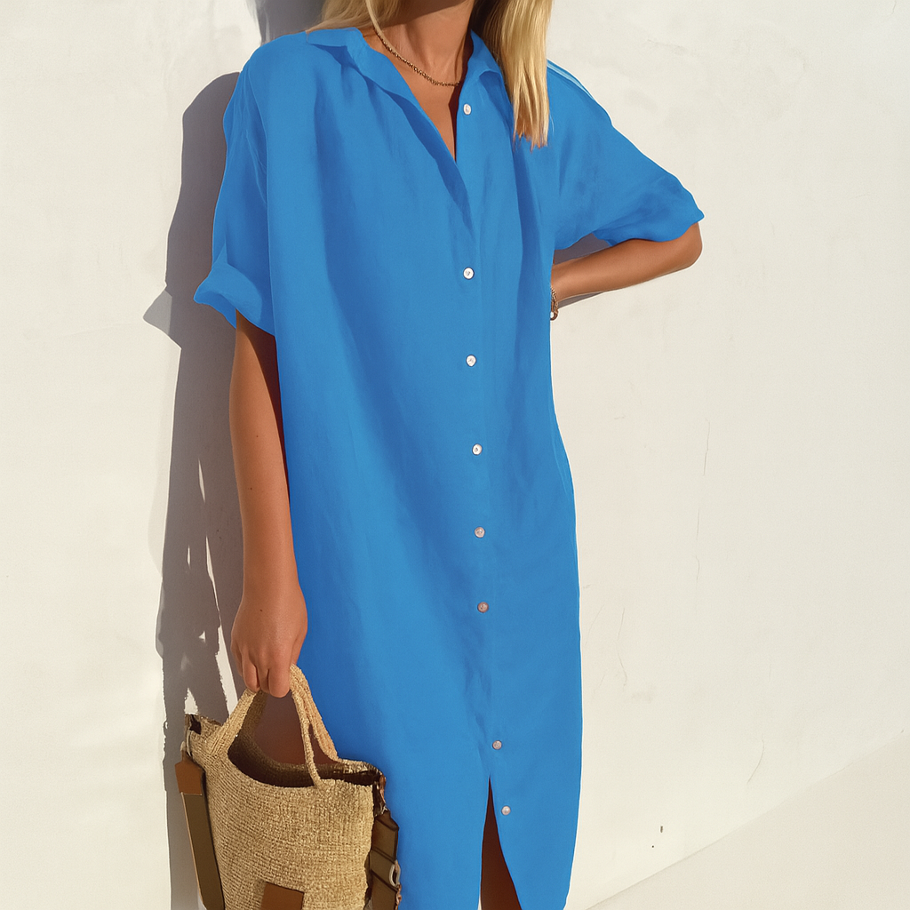 Emeja | Dames Knop-Down Midi Shirt Jurk
