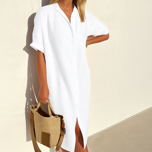 Emeja | Dames Knop-Down Midi Shirt Jurk
