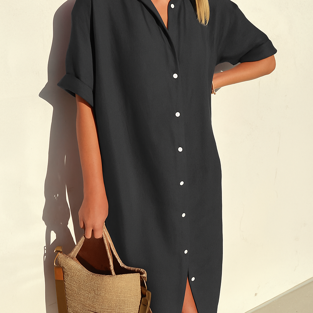 Emeja | Dames Knop-Down Midi Shirt Jurk