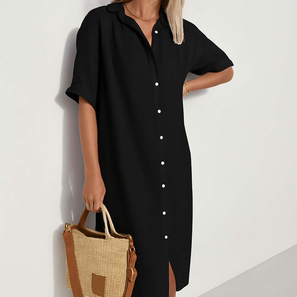 Emeja | Dames Knop-Down Midi Shirt Jurk