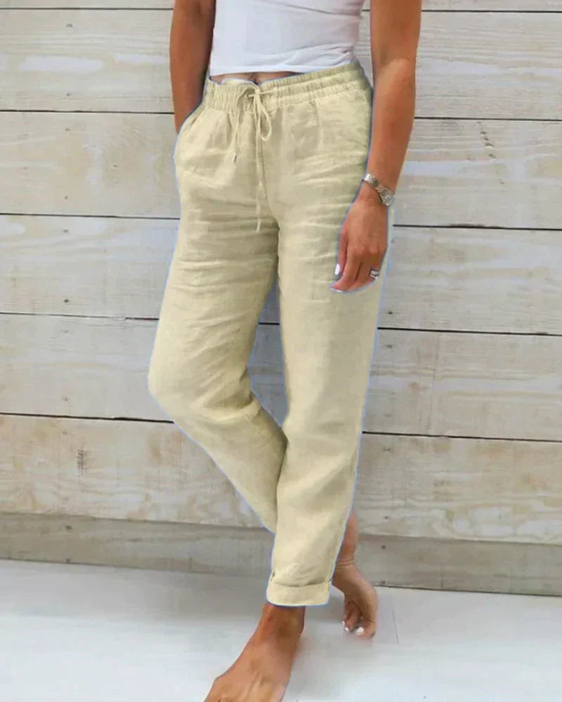Emeja | Dames Linnen Broek met Touwtjes